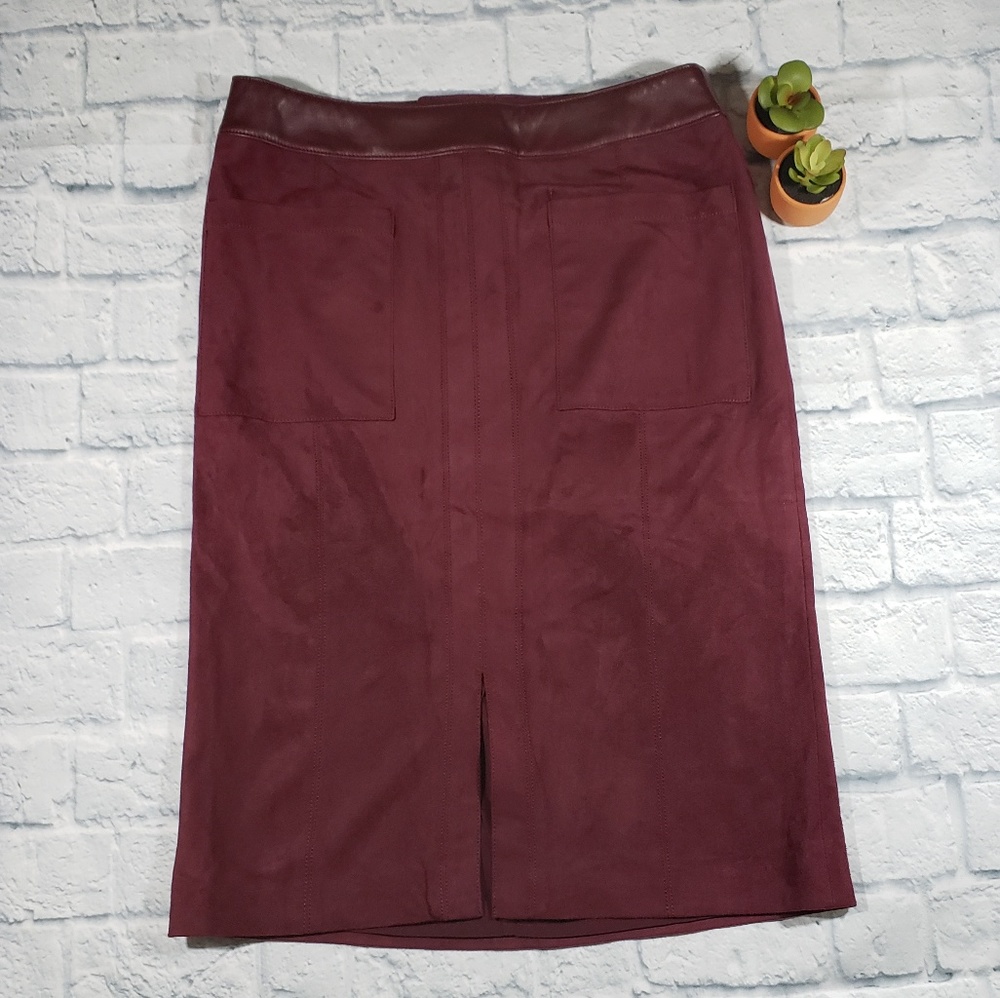 Chico's FAUX-SUEDE MIDI SKIRT